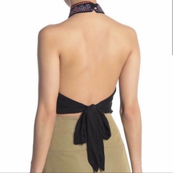 Free People Goa Embroidered Crop Top Beaded Embellished Tank Open Back Sz Medium - Picture 2 of 7